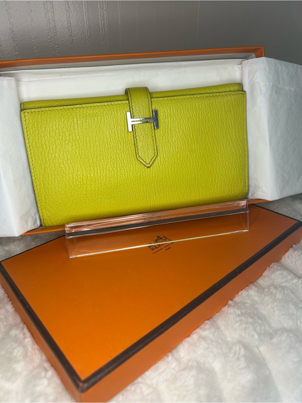 Hermès Bearn Soufflet Chèvre Mysore Leather palladium-plated Hardware - Picture 1 of 15